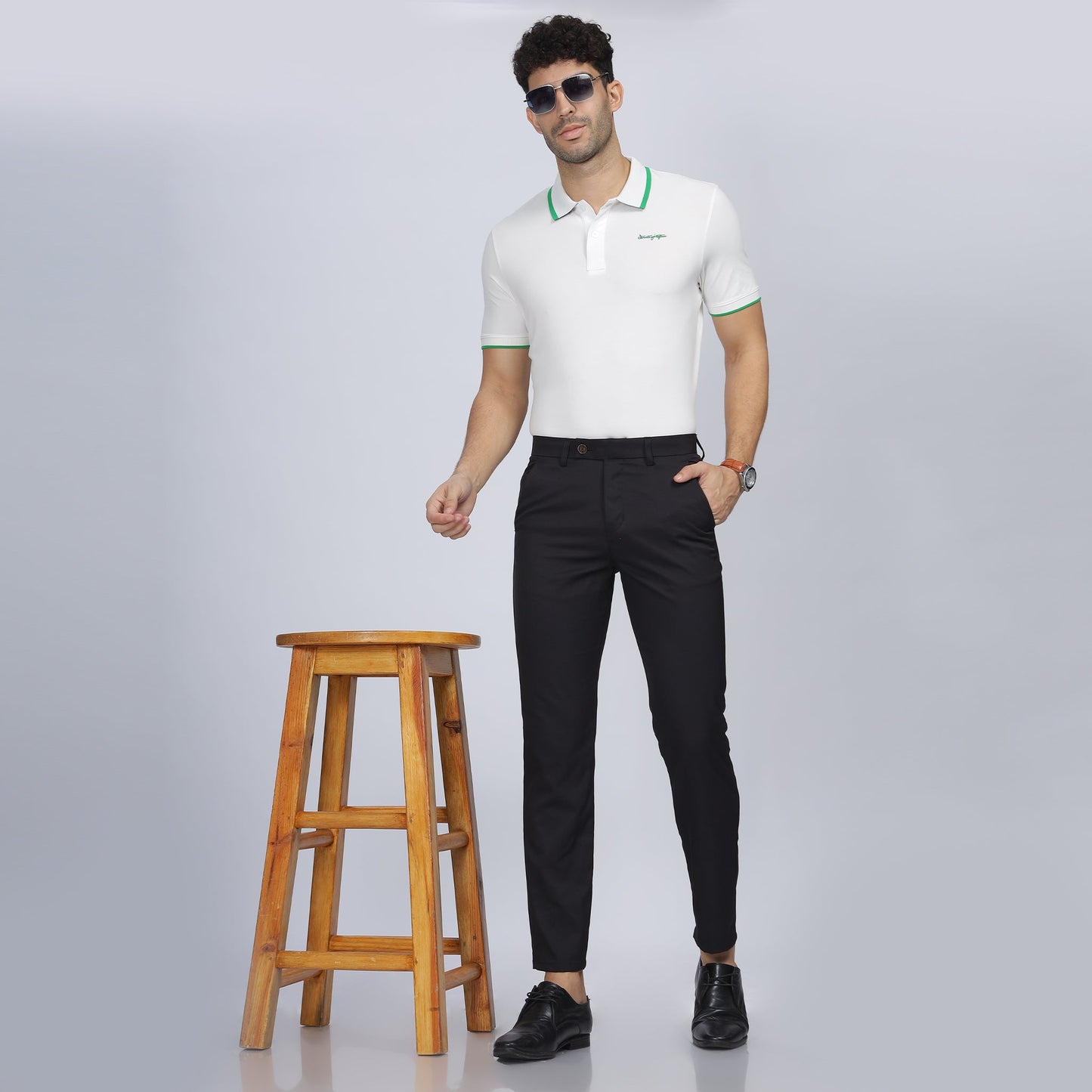 Mens Collar Tshirt - Signature Font Logo Print