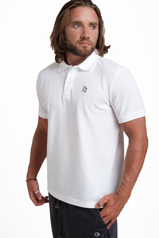 Polo plain White T-shirts with Front Embroidery, Solid pique fabric