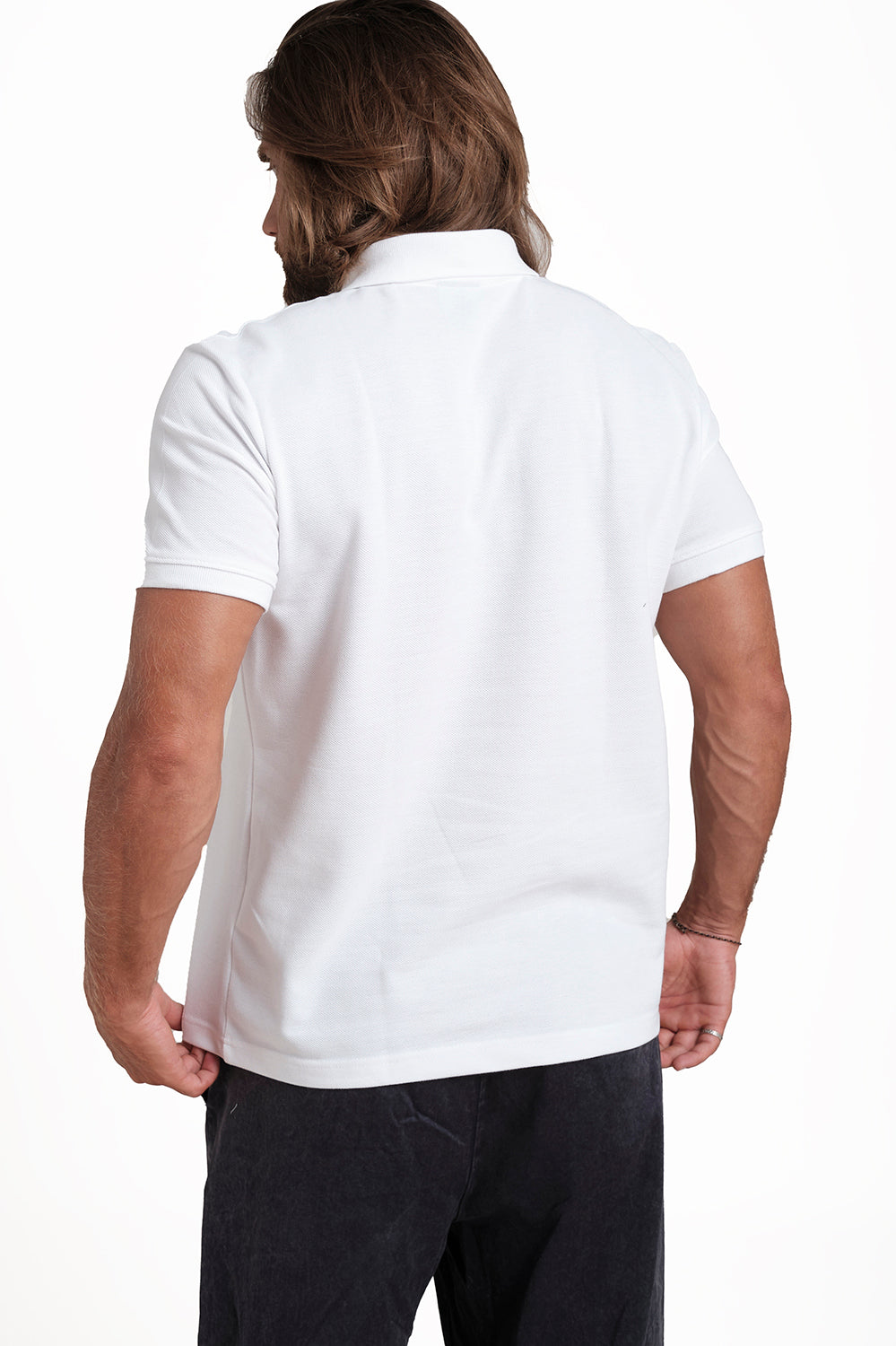Polo plain White T-shirts with Front Embroidery, Solid pique fabric