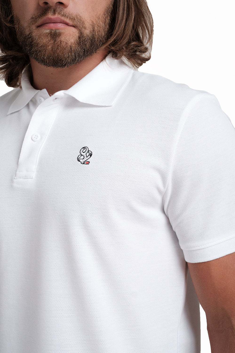 Polo plain White T-shirts with Front Embroidery, Solid pique fabric