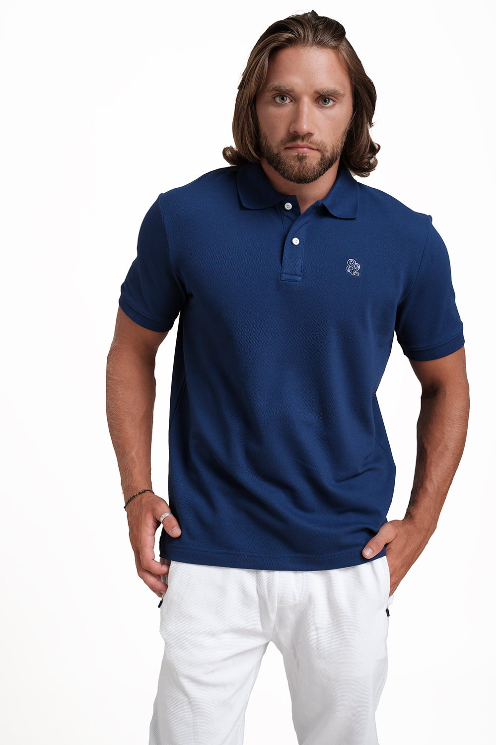 Polo plain Sky Blue T-shirts with Front Embroidery, Solid pique fabric
