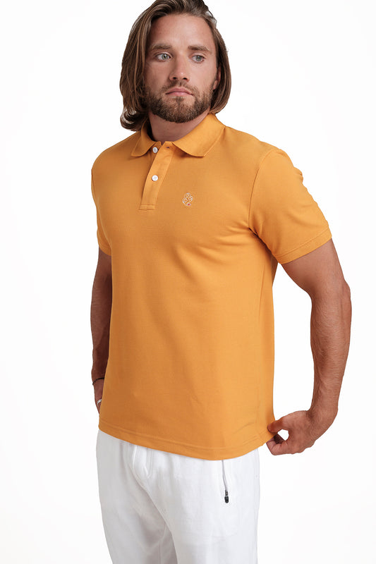 Polo plain Gold T-shirts with Front Embroidery, Solid pique fabric