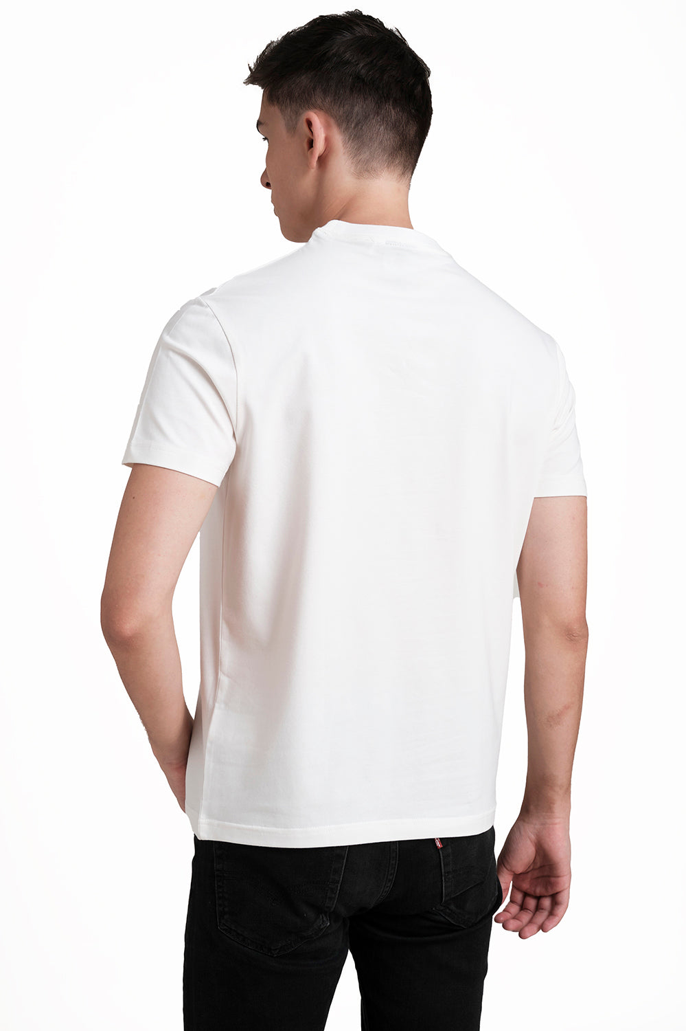 Around the neck gold high build print, solid single jersey t-shirt