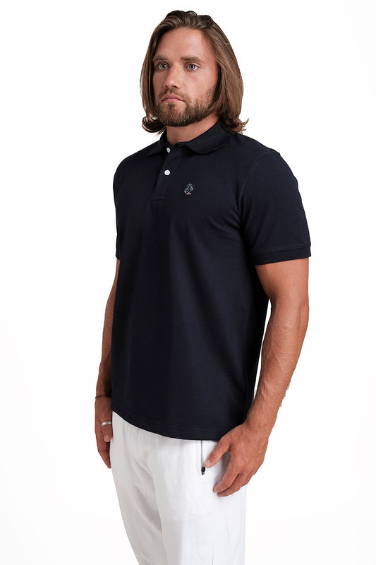 Polo plain Navy T-shirts with Front Embroidery, Solid pique fabric