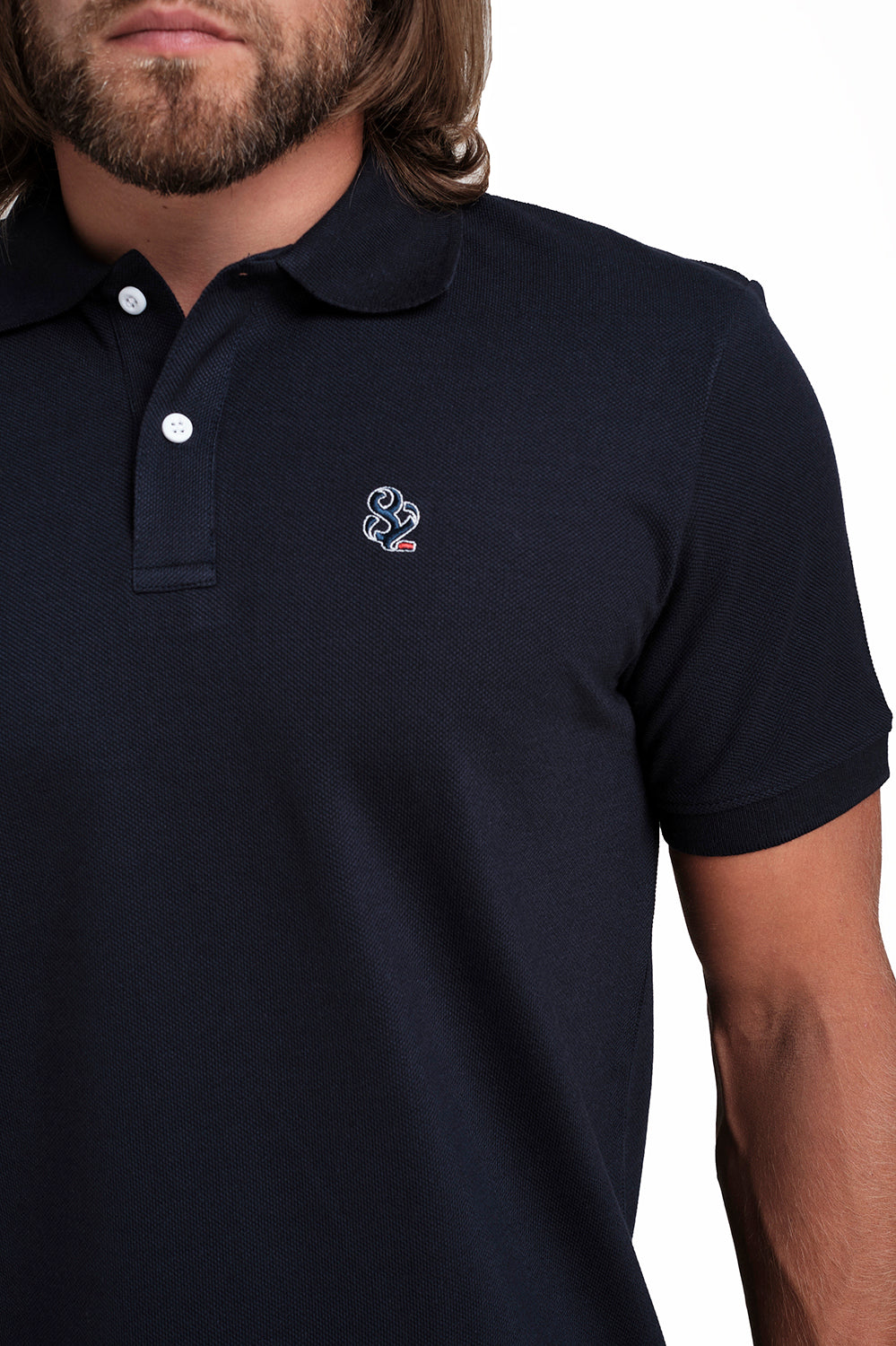 Polo plain Navy T-shirts with Front Embroidery, Solid pique fabric
