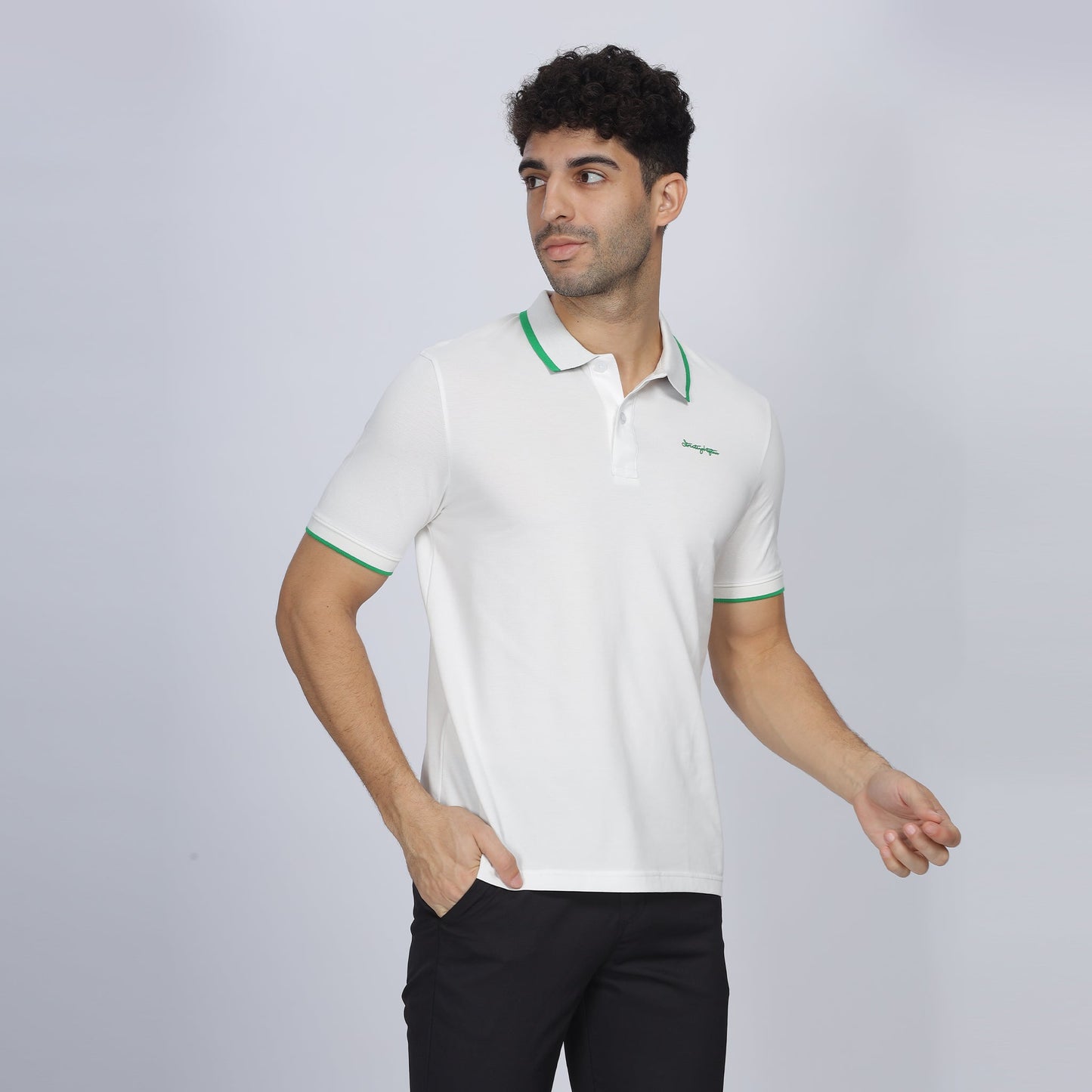 Mens Collar Tshirt - Signature Font Logo Print