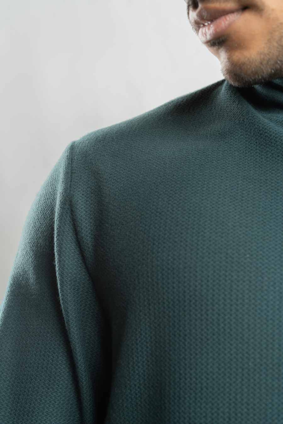High Neck Long steeve Plain staple color Jacquard unisex t-shirt