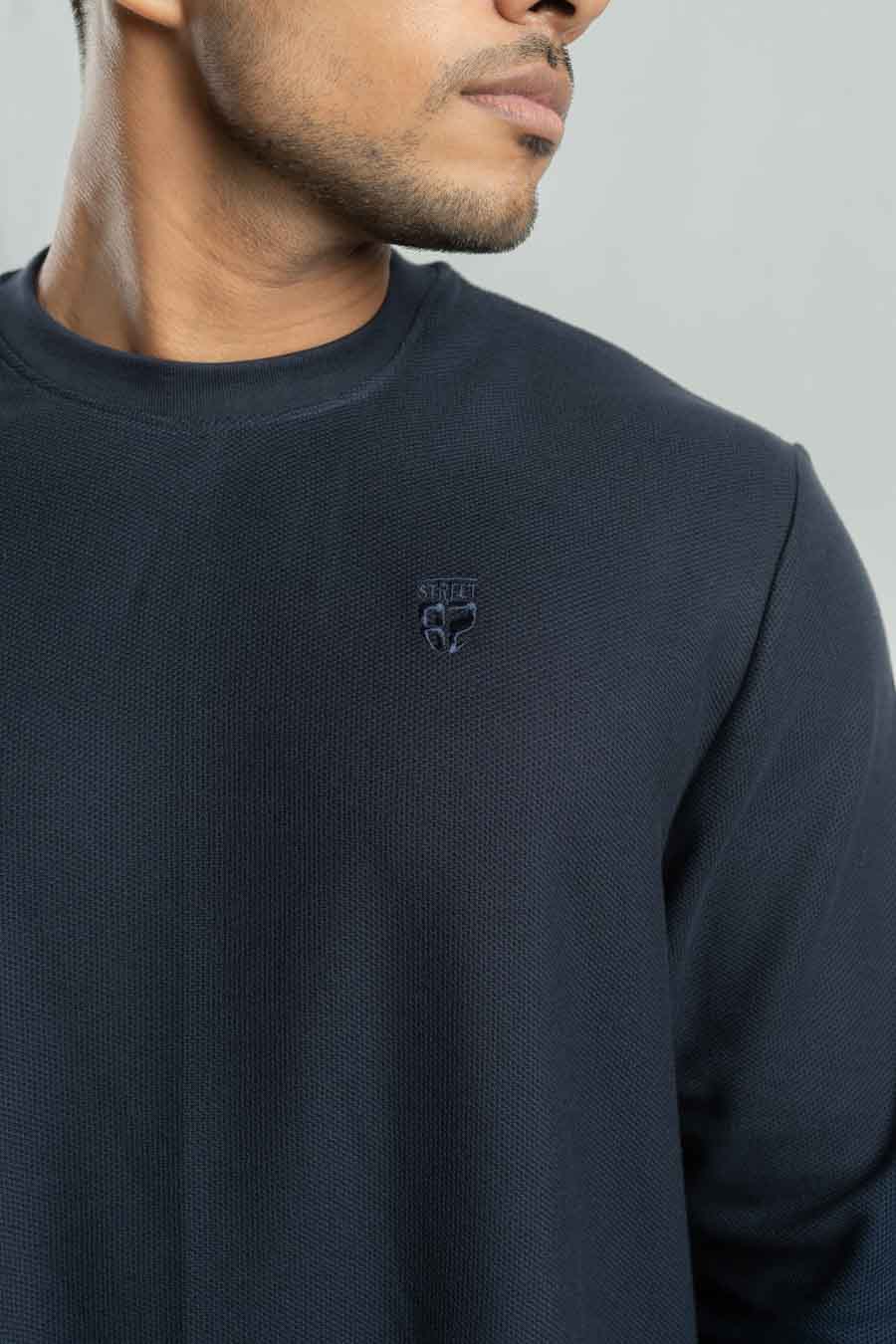 Jacquard crew neck Long steeve Plain staple color Unisex t-shirt