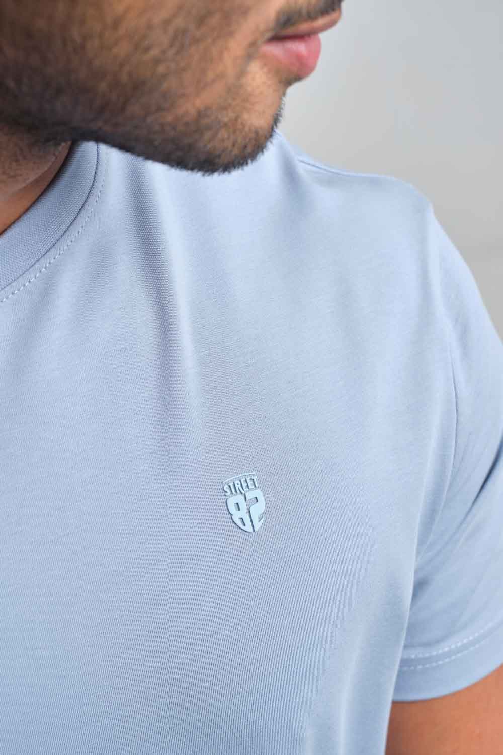 Plain Ashley Blue crew neck essential t-shirt