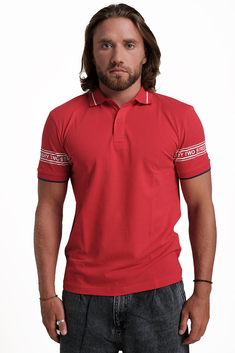 Slim Fit Luxury Premium Cotton pique polo plain T-shirt with Tipping design Collar Details & Sleeve Rubber Print