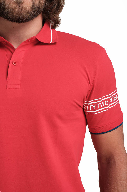 Slim Fit Luxury Premium Cotton pique polo plain T-shirt with Tipping design Collar Details & Sleeve Rubber Print