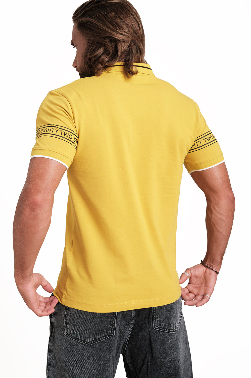 Slim Fit Luxury Premium Cotton pique polo plain T-shirt with Tipping design Collar Details & Sleeve Rubber Print