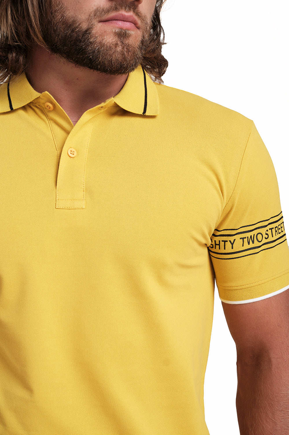 Slim Fit Luxury Premium Cotton pique polo plain T-shirt with Tipping design Collar Details & Sleeve Rubber Print