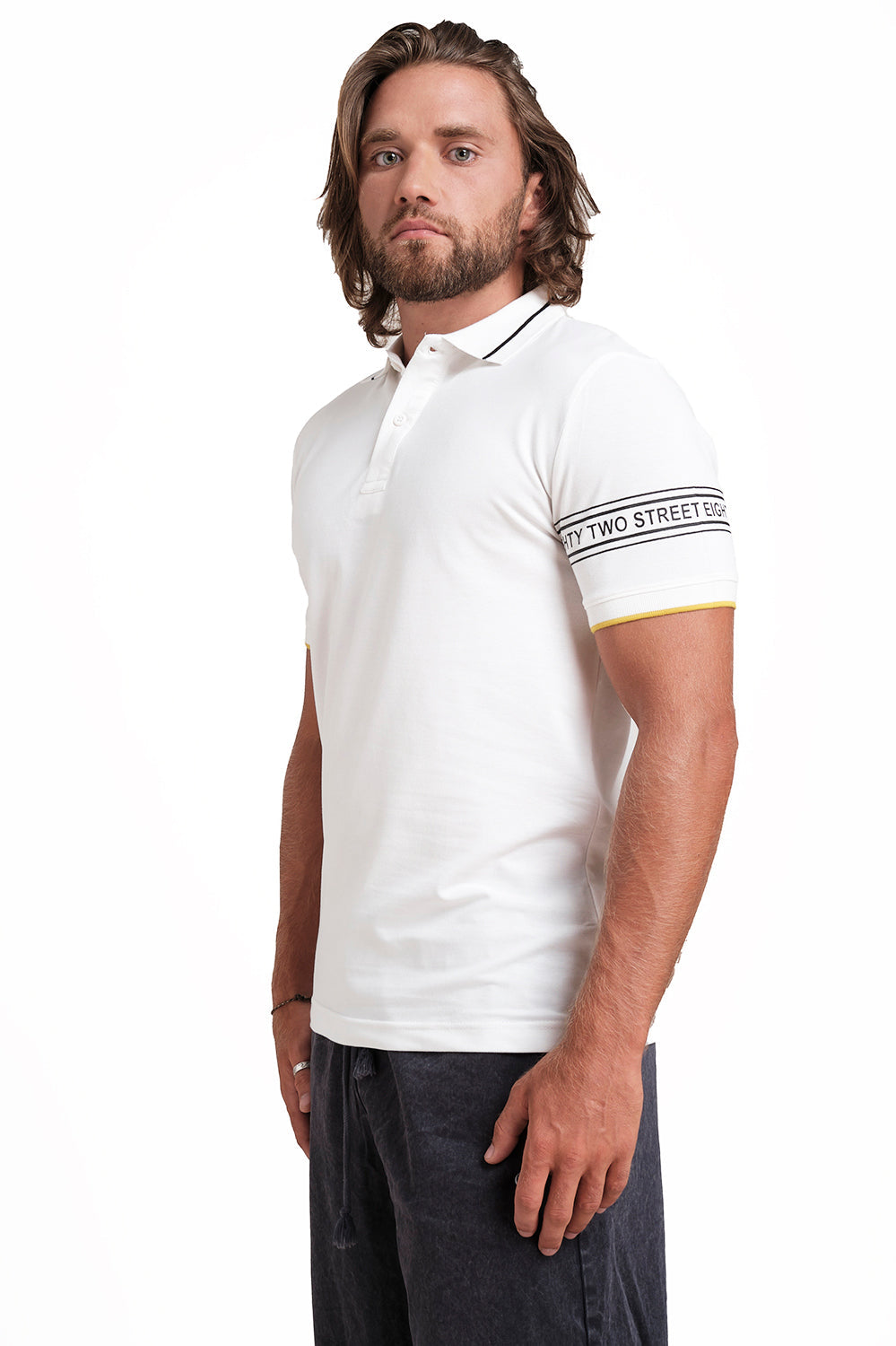 Slim Fit Luxury Premium Cotton pique polo plain T-shirt with Tipping design Collar Details & Sleeve Rubber Print