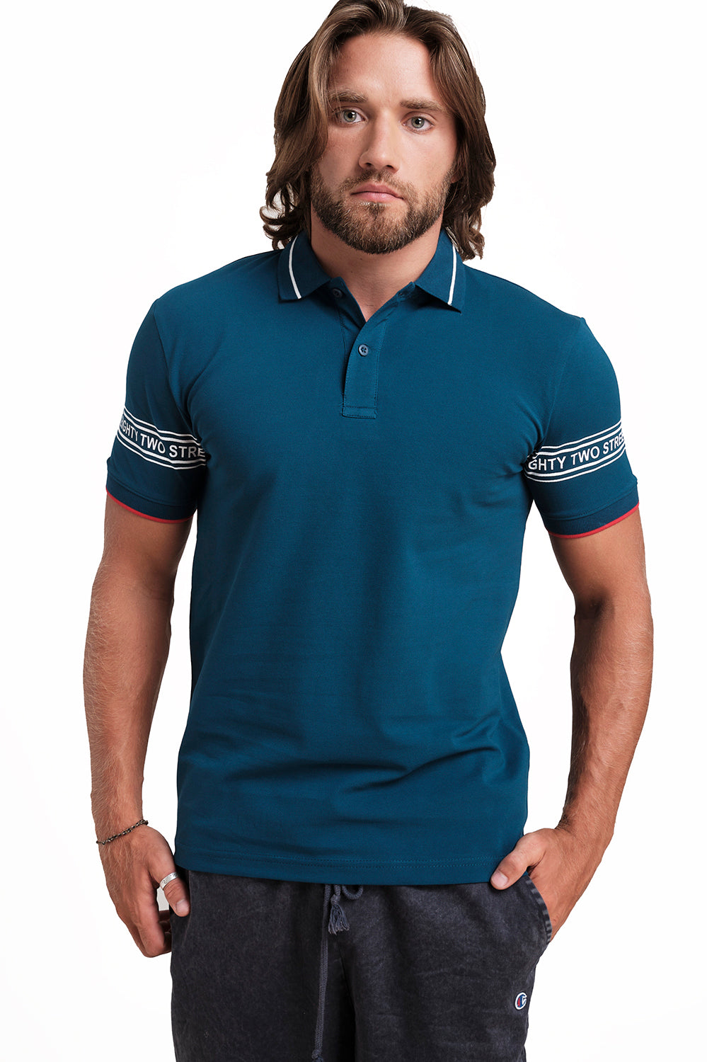 Slim Fit Luxury Premium Cotton pique polo plain T-shirt with Tipping design Collar Details & Sleeve Rubber Print