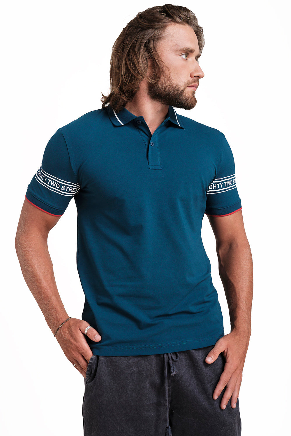 Slim Fit Luxury Premium Cotton pique polo plain T-shirt with Tipping design Collar Details & Sleeve Rubber Print