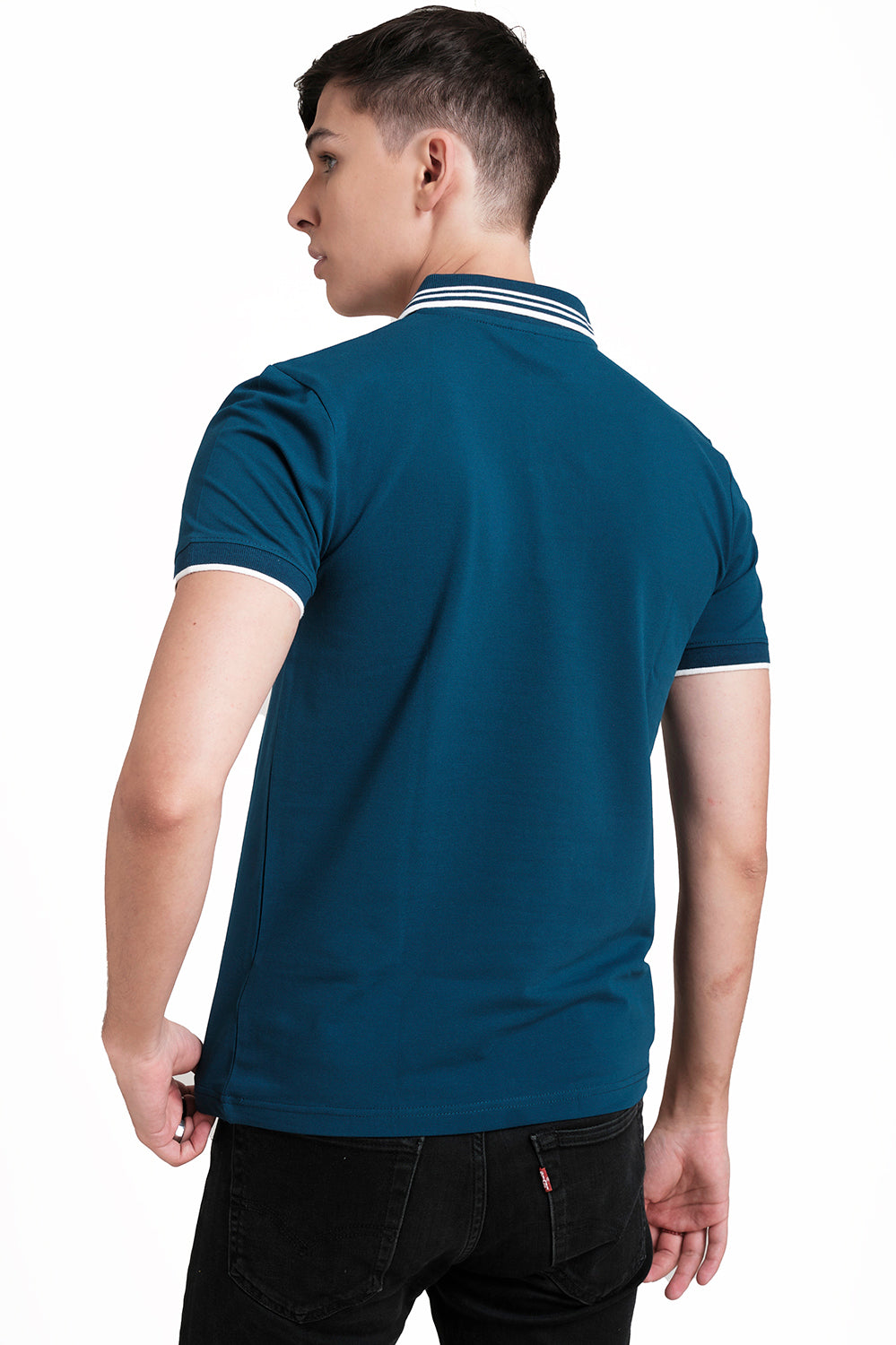 Slim Fit Luxury Premium Cotton pique polo plain T-shirt with Tipping design Collar