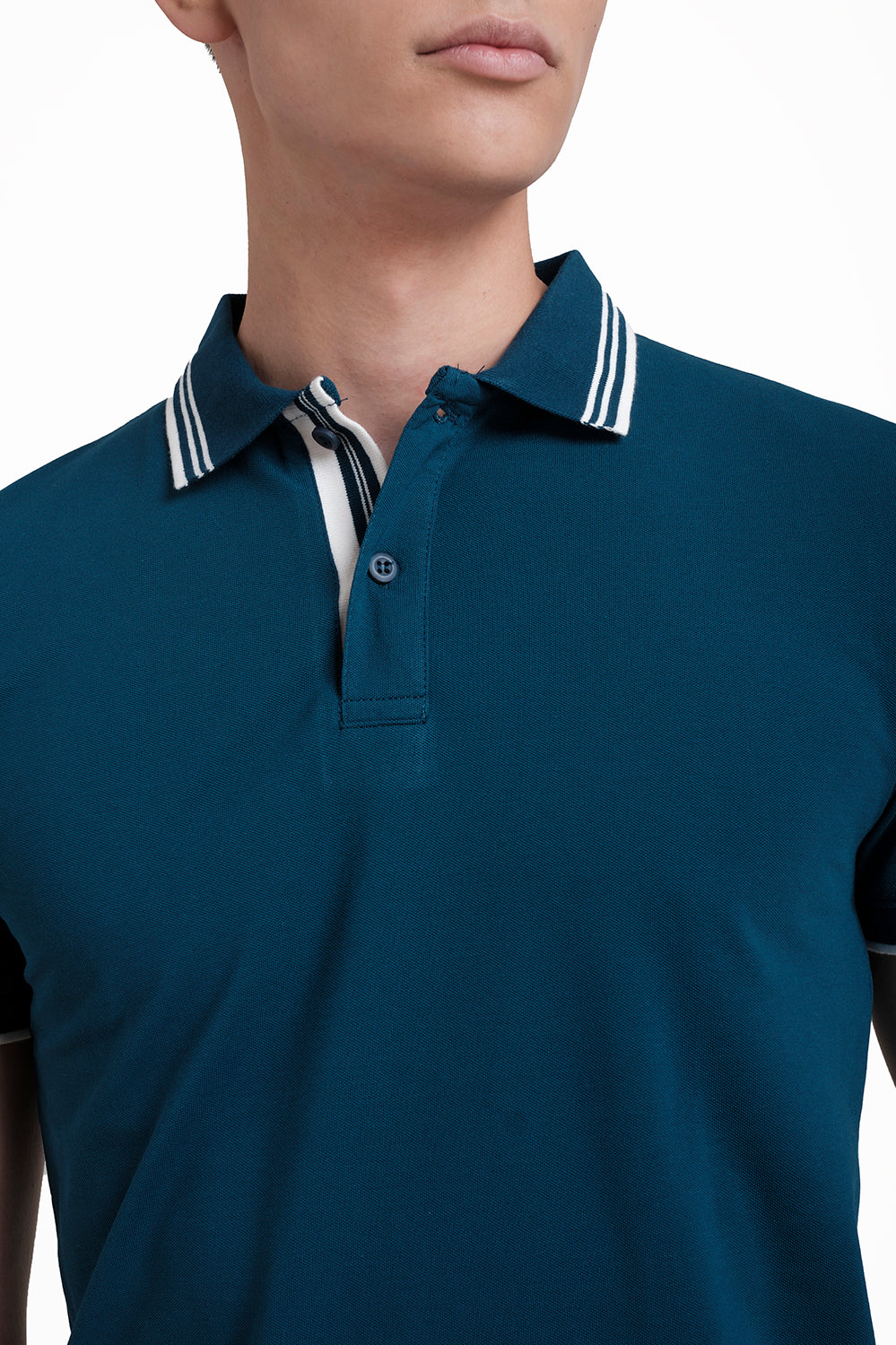 Slim Fit Luxury Premium Cotton pique polo plain T-shirt with Tipping design Collar