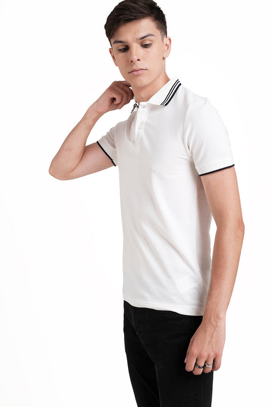 Slim Fit Luxury Premium Cotton pique polo plain T-shirt with Tipping design Collar