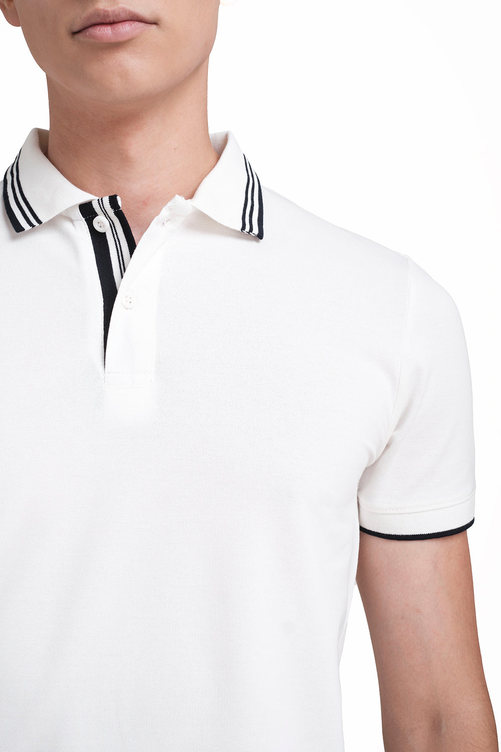 Slim Fit Luxury Premium Cotton pique polo plain T-shirt with Tipping design Collar