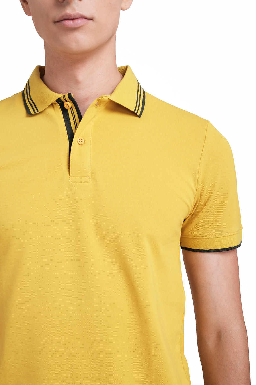 Slim Fit Luxury Premium Cotton pique polo plain T-shirt with Tipping design Collar