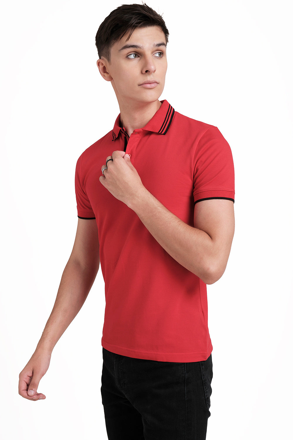 Slim Fit Luxury Premium Cotton pique polo plain T-shirt with Tipping design Collar