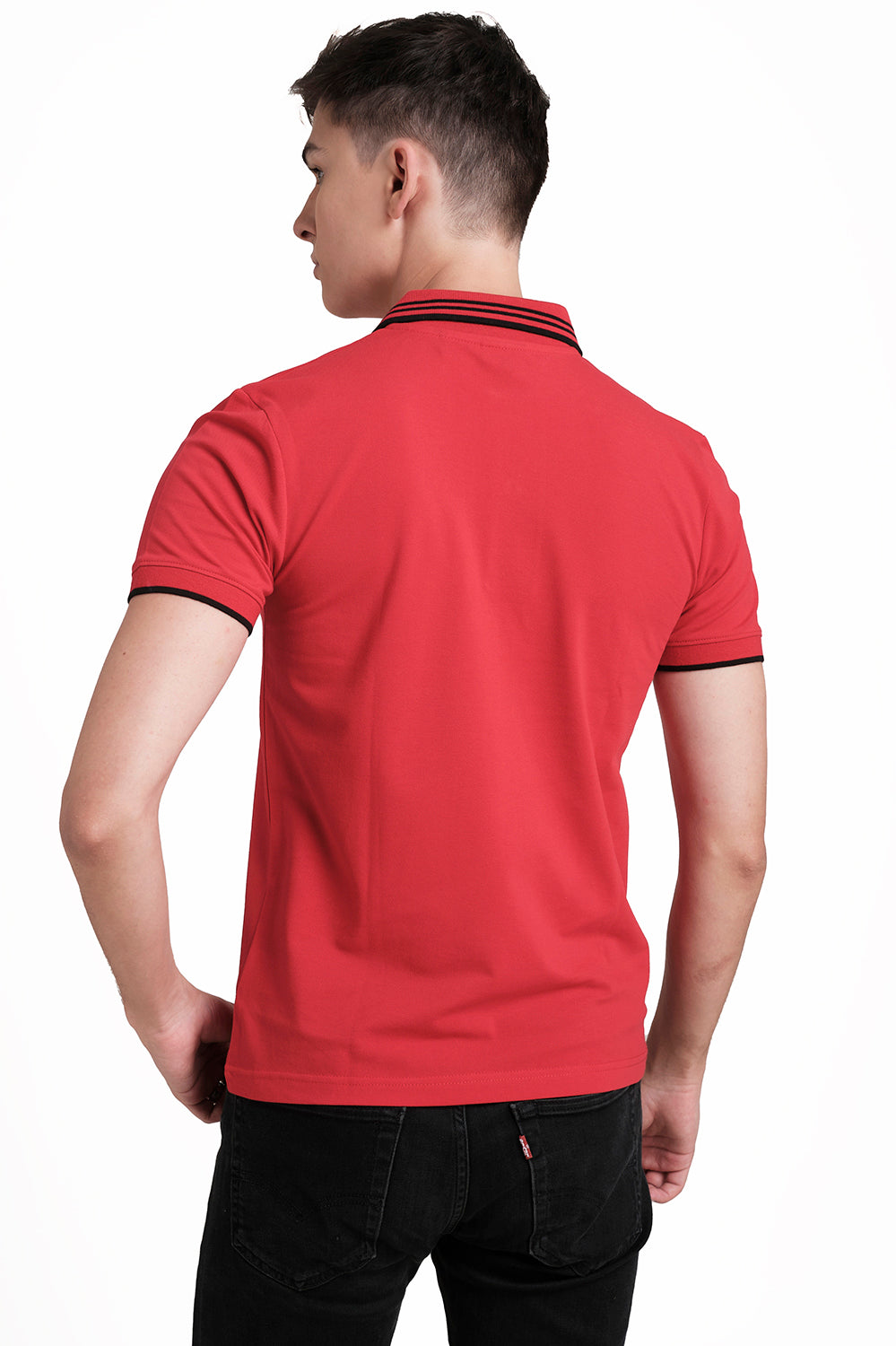 Slim Fit Luxury Premium Cotton pique polo plain T-shirt with Tipping design Collar