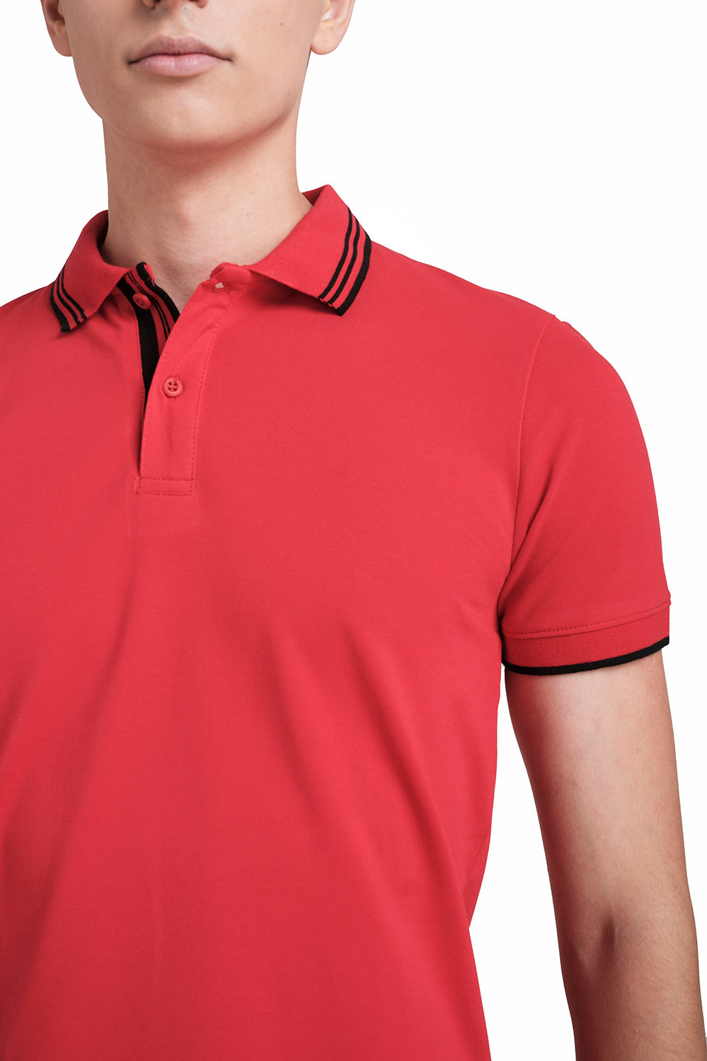 Slim Fit Luxury Premium Cotton pique polo plain T-shirt with Tipping design Collar