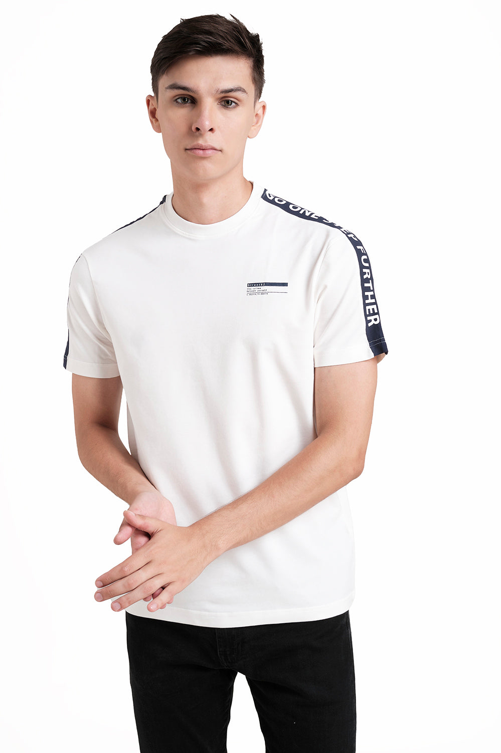 Front & Shoulder Contrast cut Rubber print, Solid Lycra Jersey T-shirt