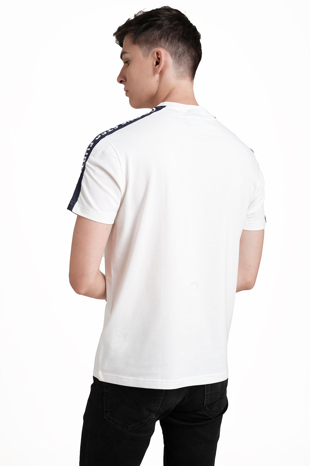 Front & Shoulder Contrast cut Rubber print, Solid Lycra Jersey T-shirt