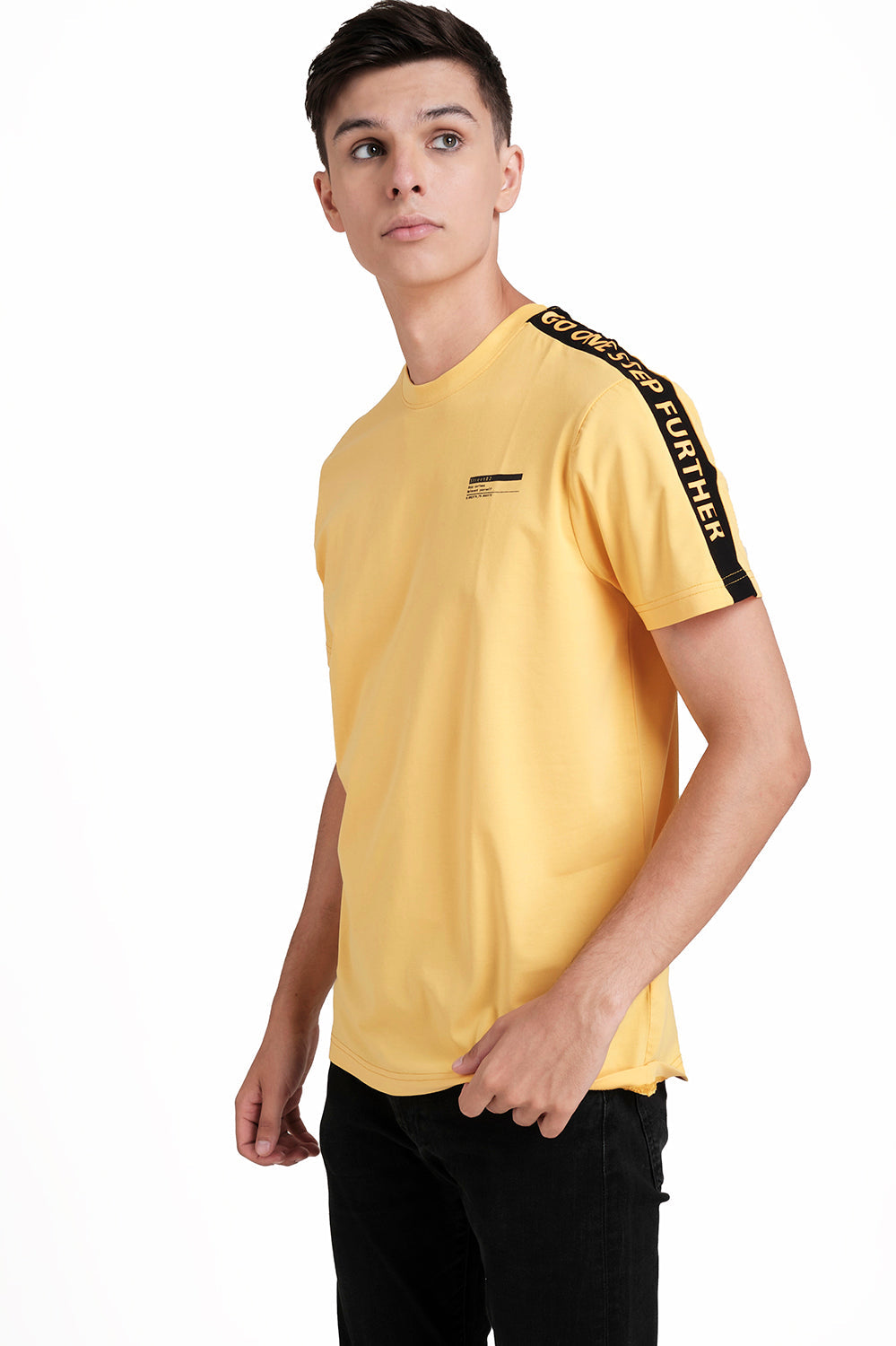 Front & Shoulder Contrast cut Rubber print, Solid Lycra Jersey T-shirt