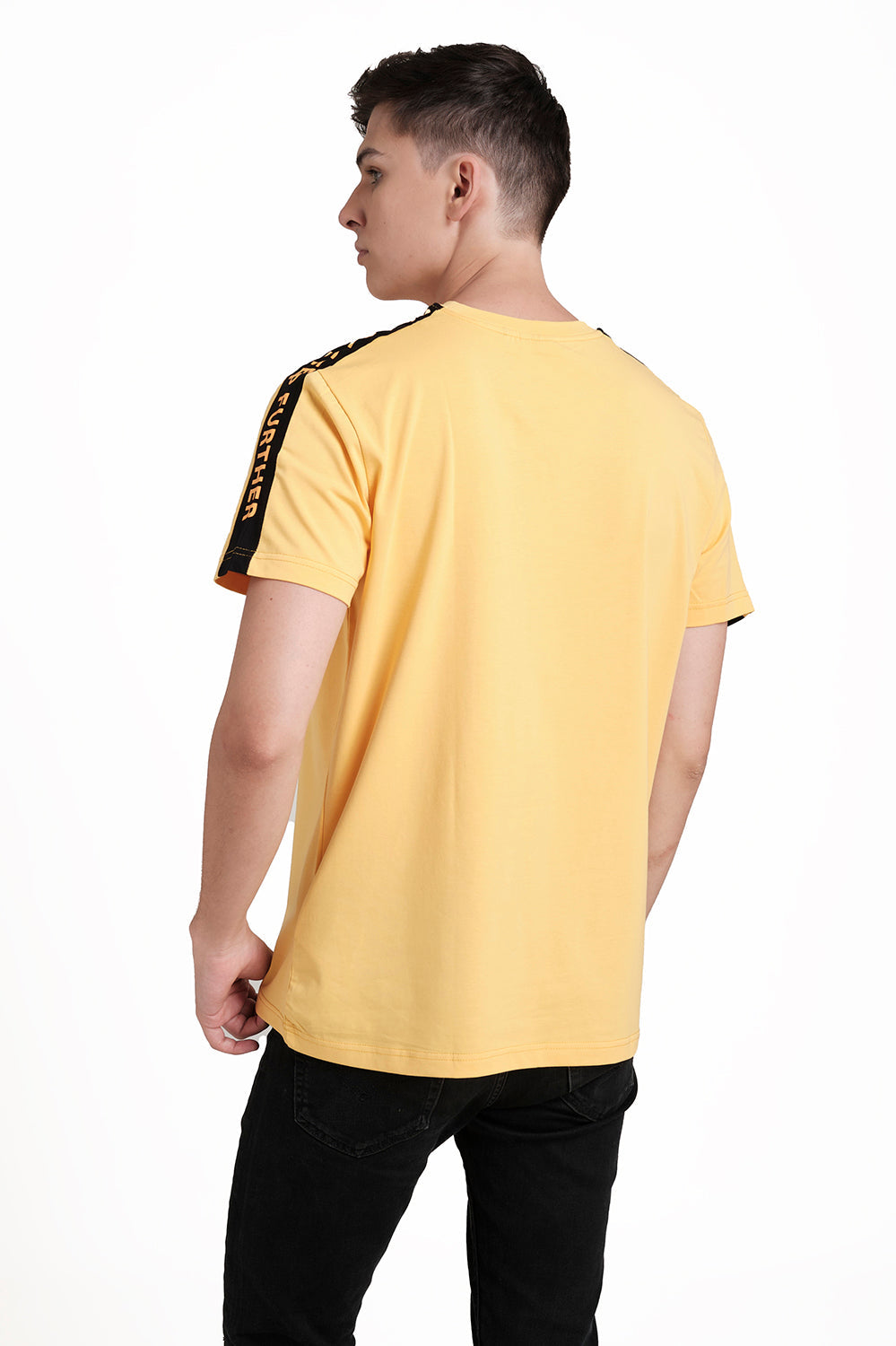 Front & Shoulder Contrast cut Rubber print, Solid Lycra Jersey T-shirt
