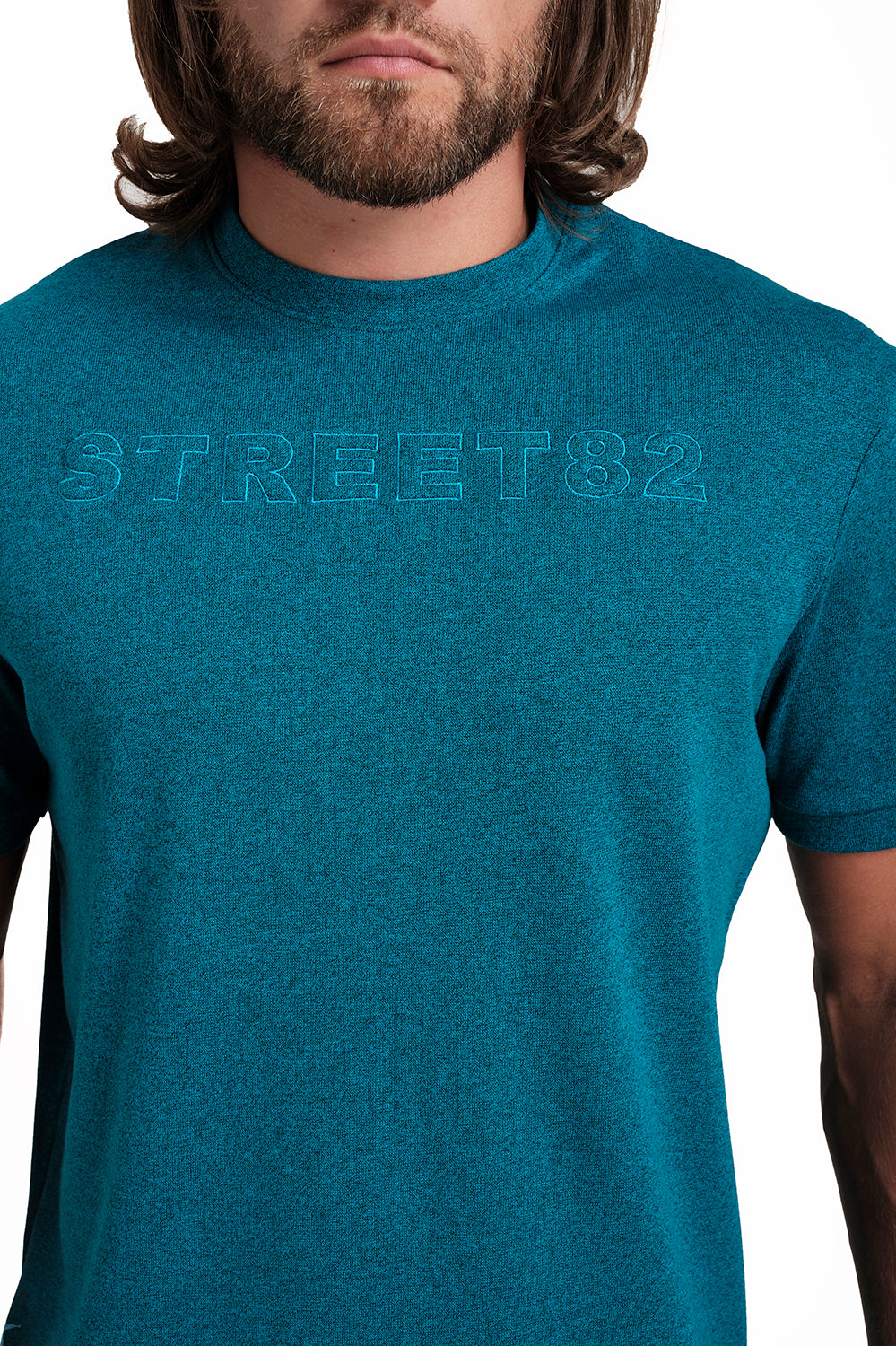 SOLID RIB FABRIC T-shirt, Front Embroidery