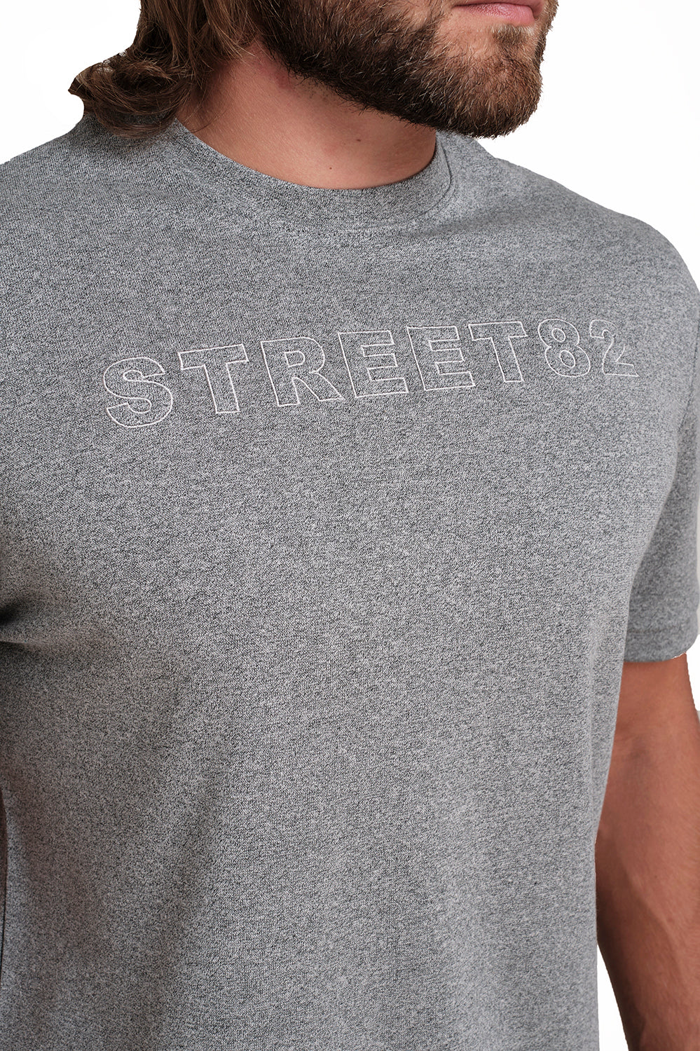 SOLID RIB FABRIC T-shirt, Front Embroidery