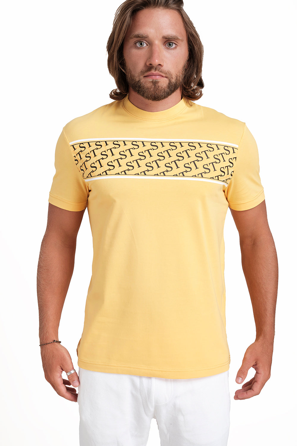 Front 3 Colour Rubber Print, solid single lycra t-shirt