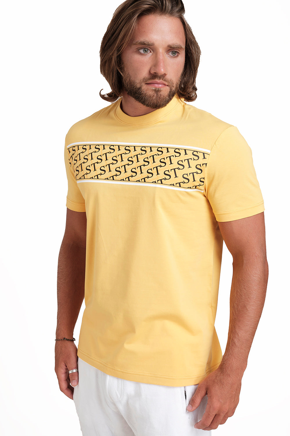Front 3 Colour Rubber Print, solid single lycra t-shirt