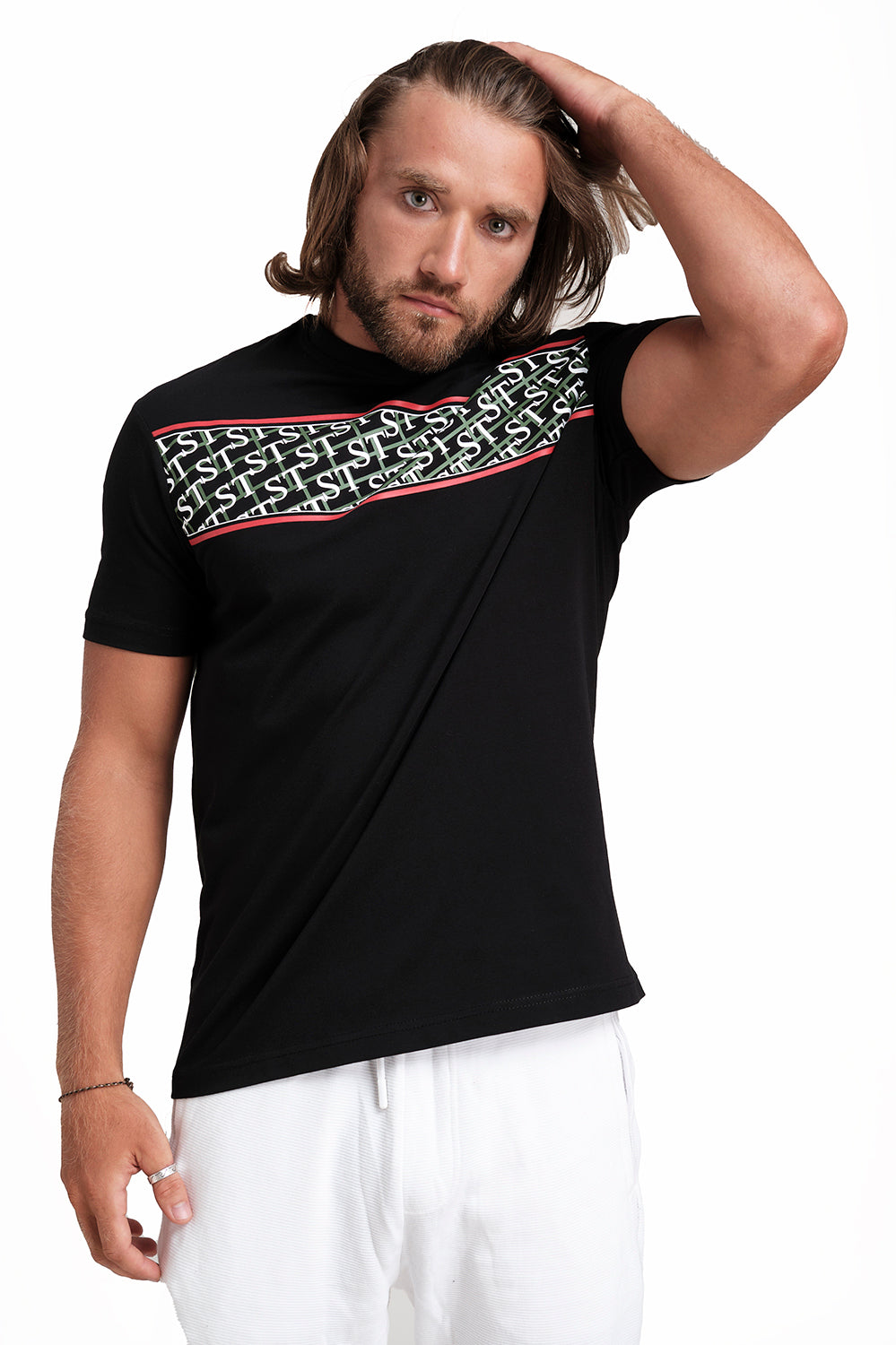 Front 3 Colour Rubber Print, solid single lycra t-shirt