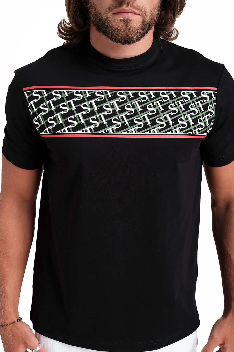 Front 3 Colour Rubber Print, solid single lycra t-shirt