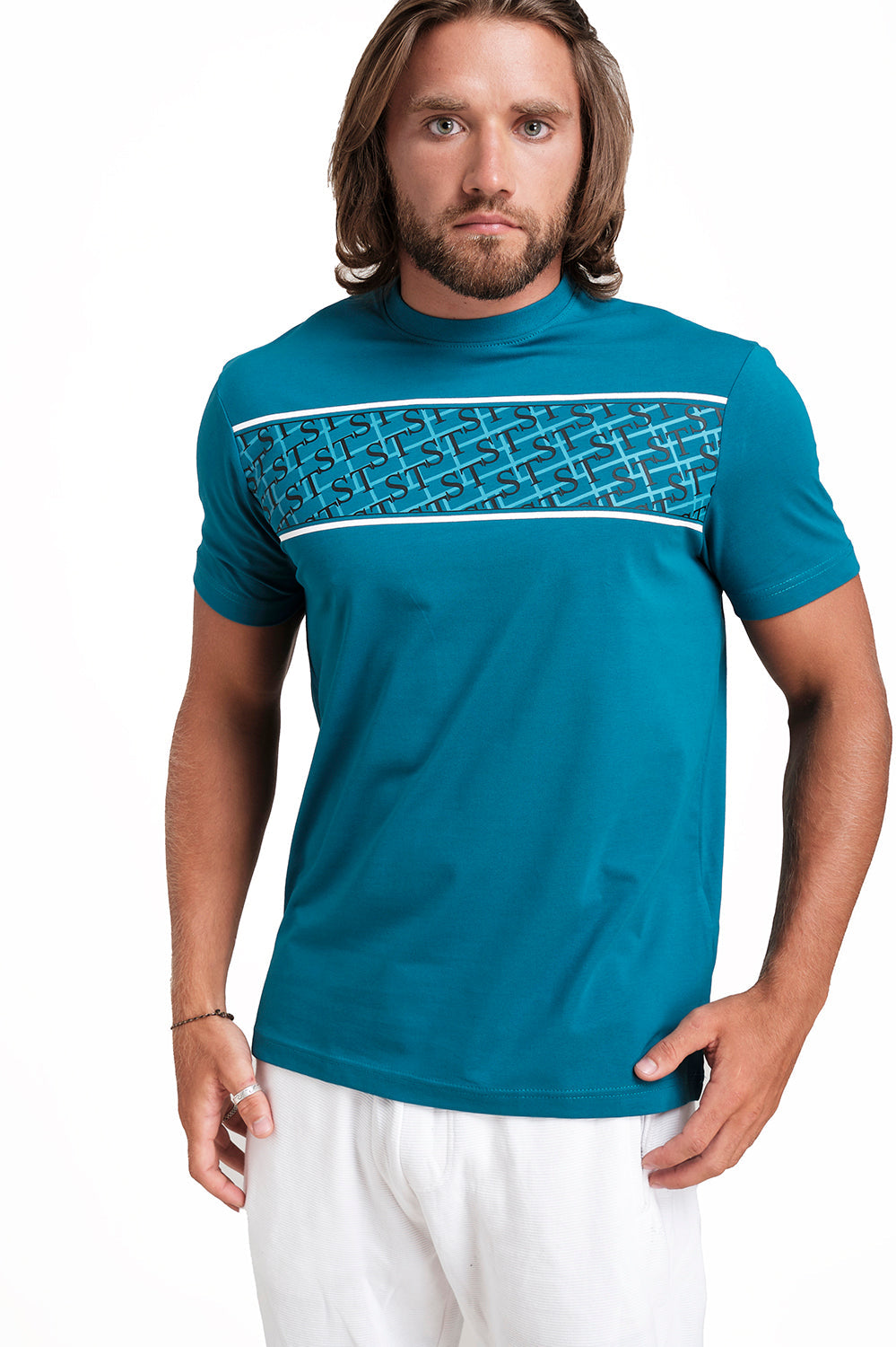 Front 3 Colour Rubber Print, solid single lycra t-shirt