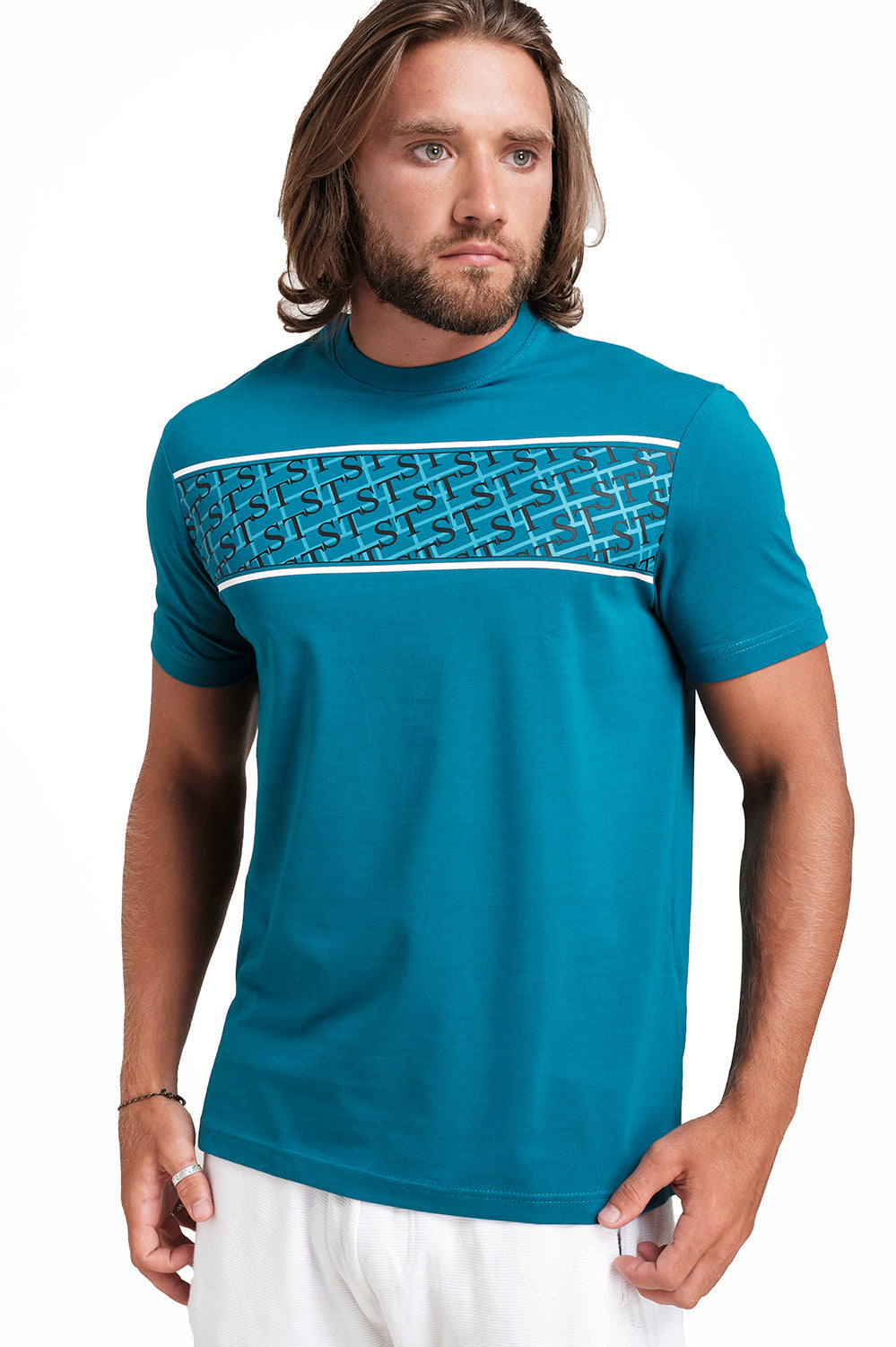 Front 3 Colour Rubber Print, solid single lycra t-shirt
