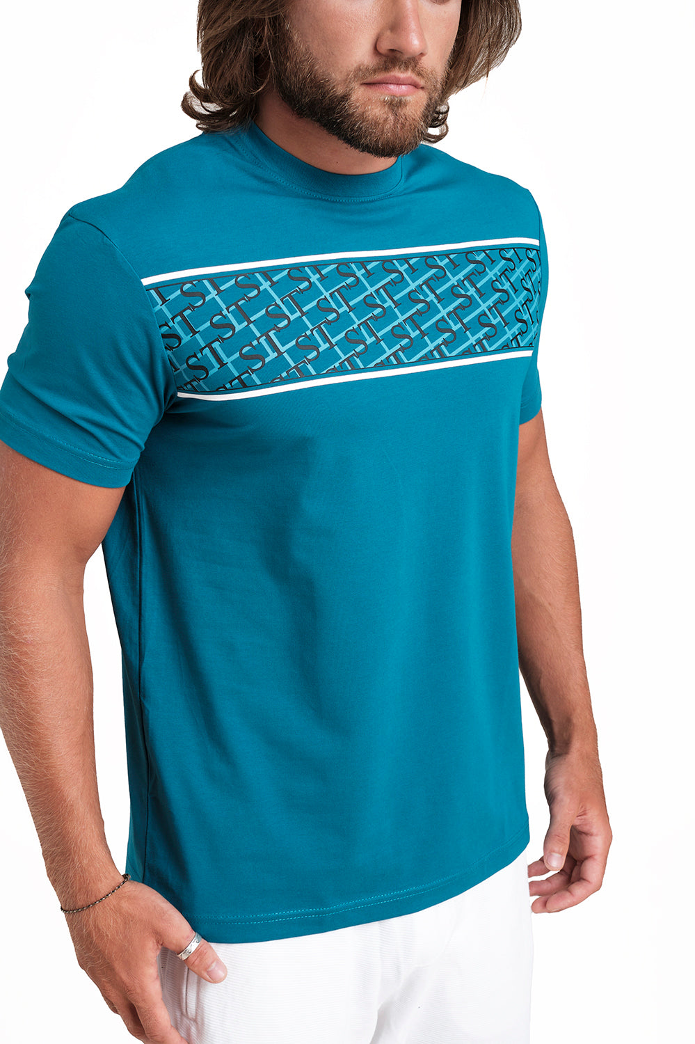 Front 3 Colour Rubber Print, solid single lycra t-shirt