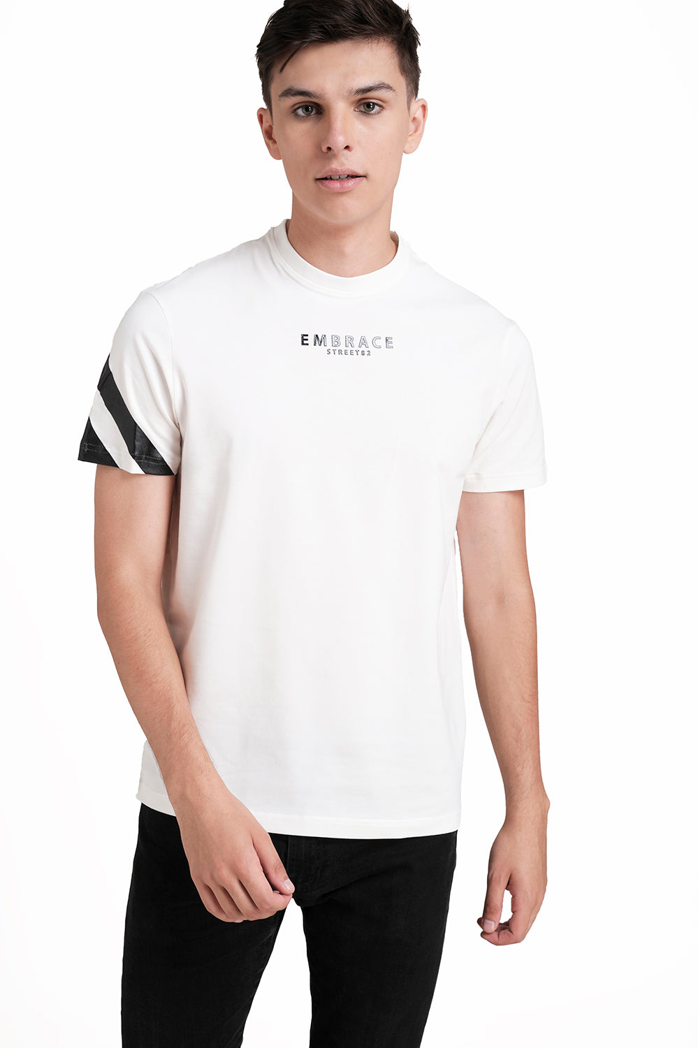 Front & Sleeve Rubber print, Solid Lycra Jersey T-shirt