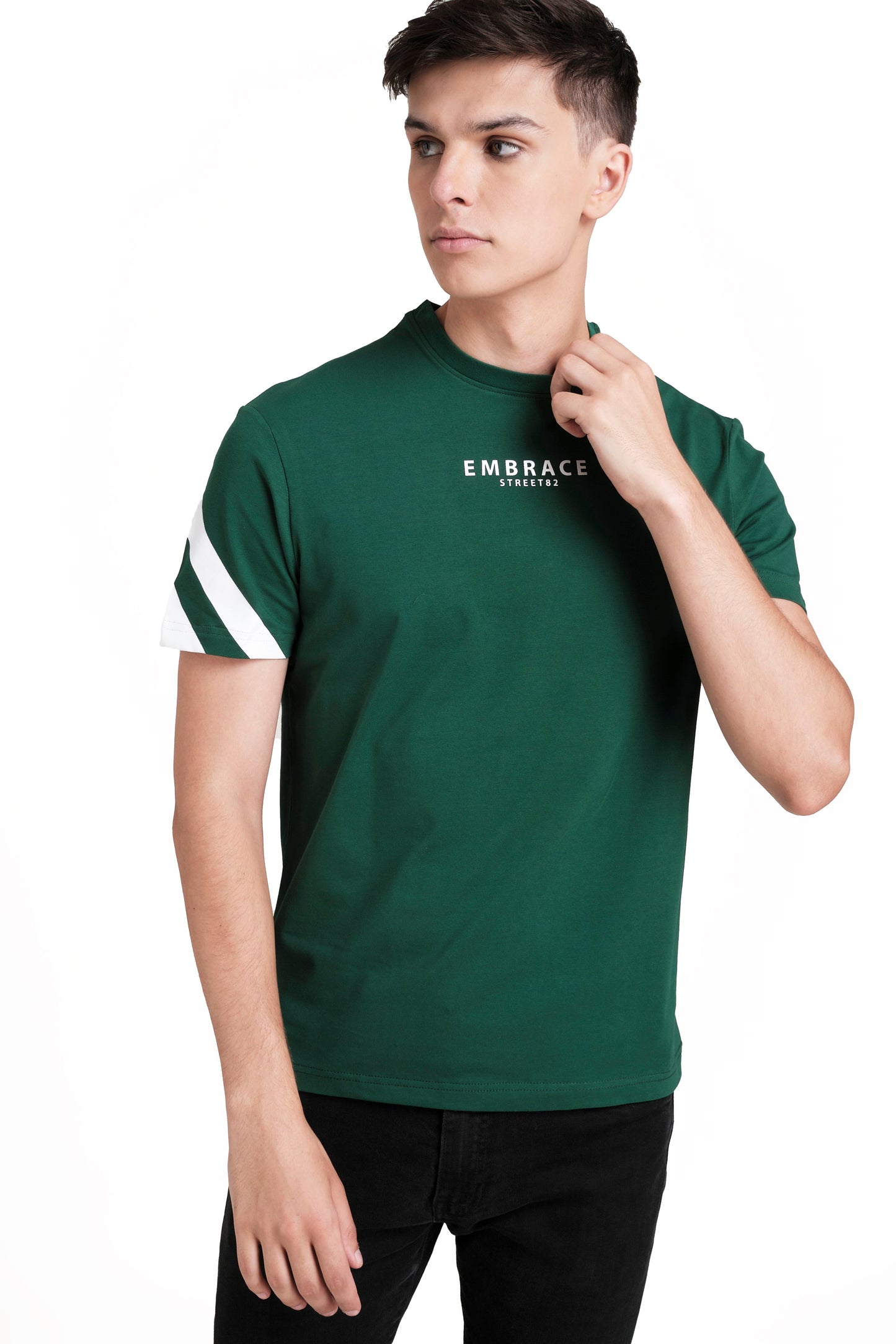 Front & Sleeve Rubber print, Solid Lycra Jersey T-shirt