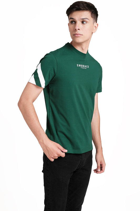 Front & Sleeve Rubber print, Solid Lycra Jersey T-shirt