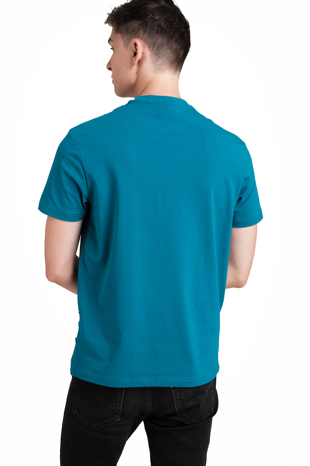 SOLID LYCRA JERSEY T-shirt, Front bottom Rubber Print.