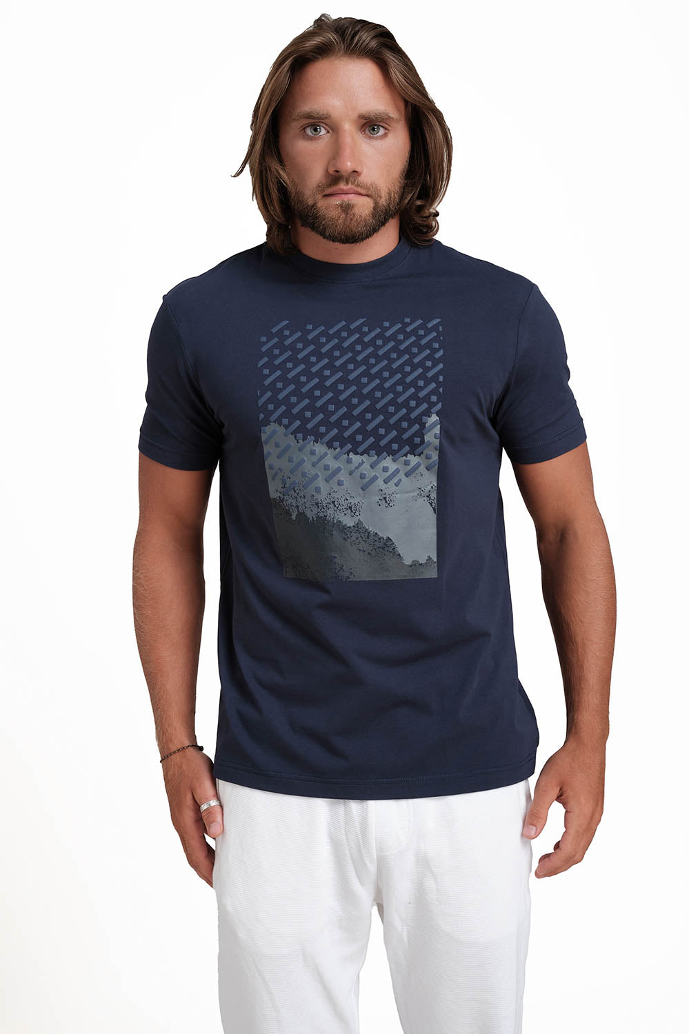 Front Puff & Rubber Print Solid Lycra Jersey T-shirt