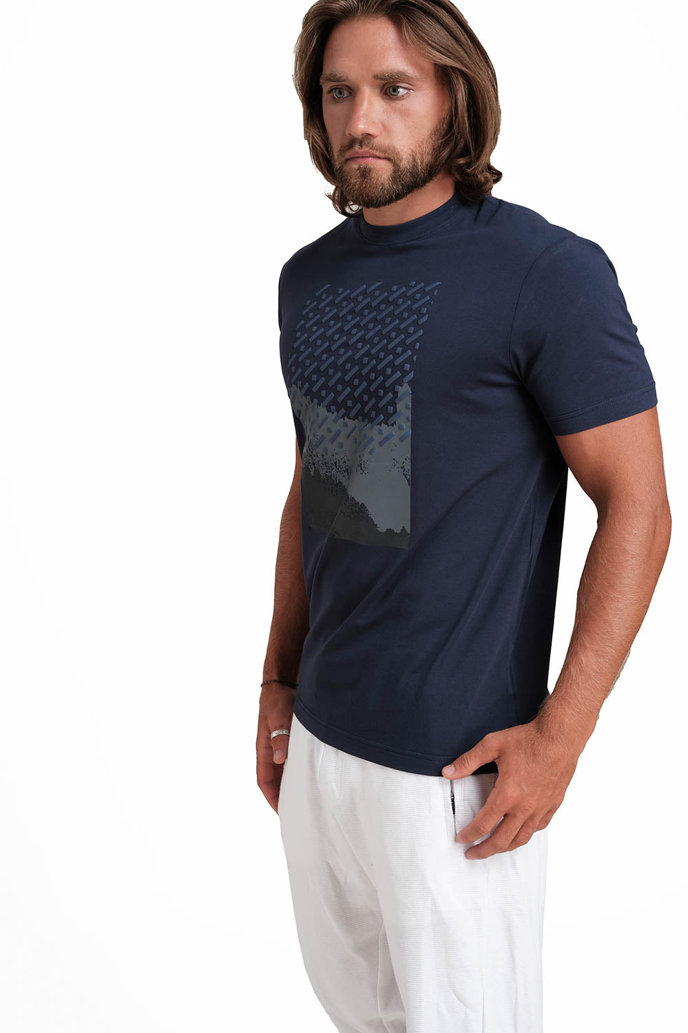 Front Puff & Rubber Print Solid Lycra Jersey T-shirt