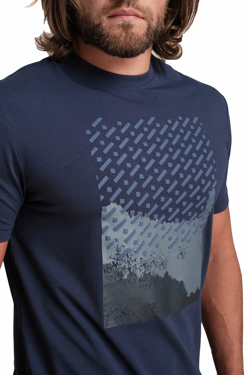 Front Puff & Rubber Print Solid Lycra Jersey T-shirt