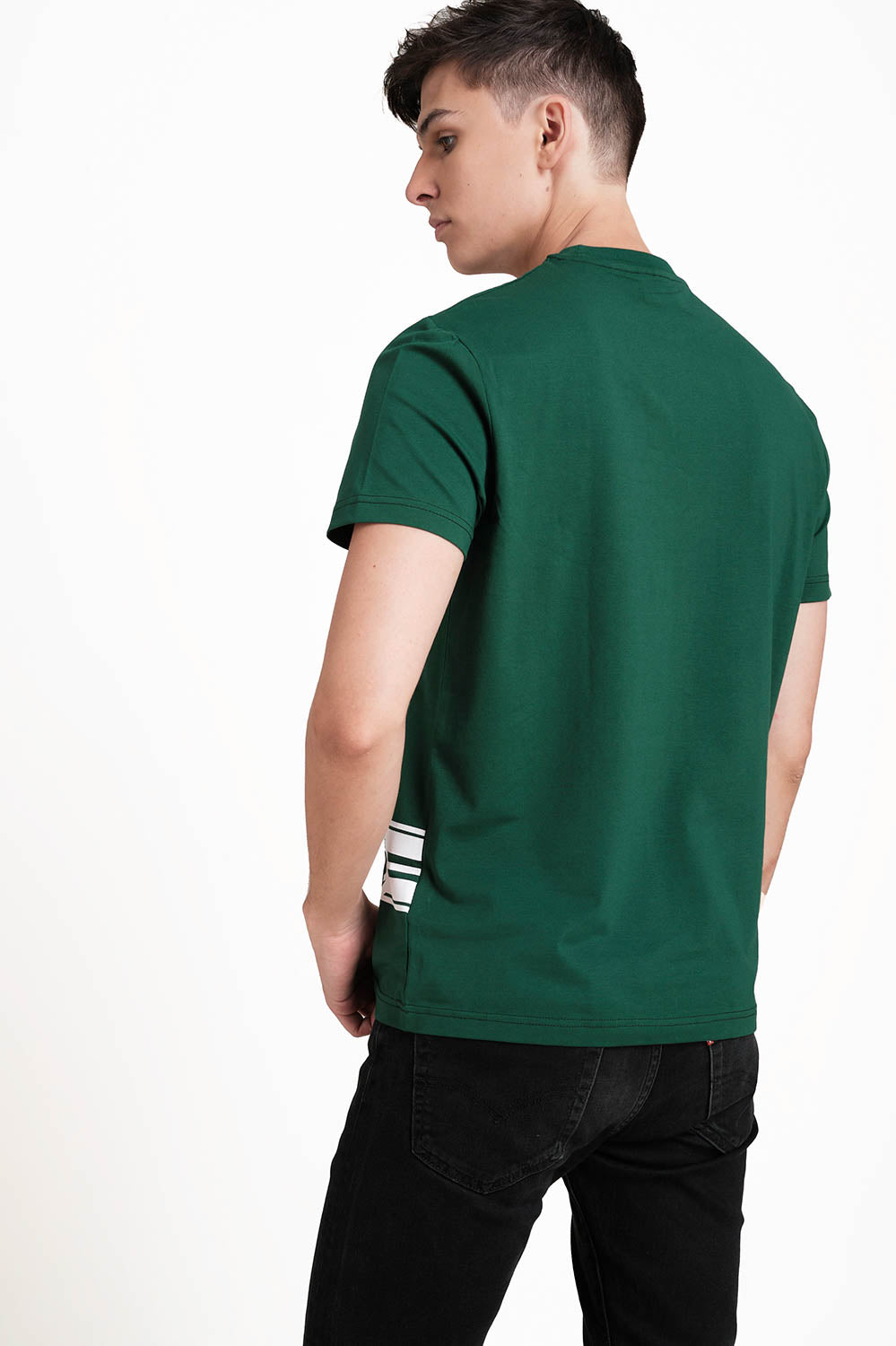 SOLID LYCRA JERSEY T-shirt, Front bottom Rubber Print.