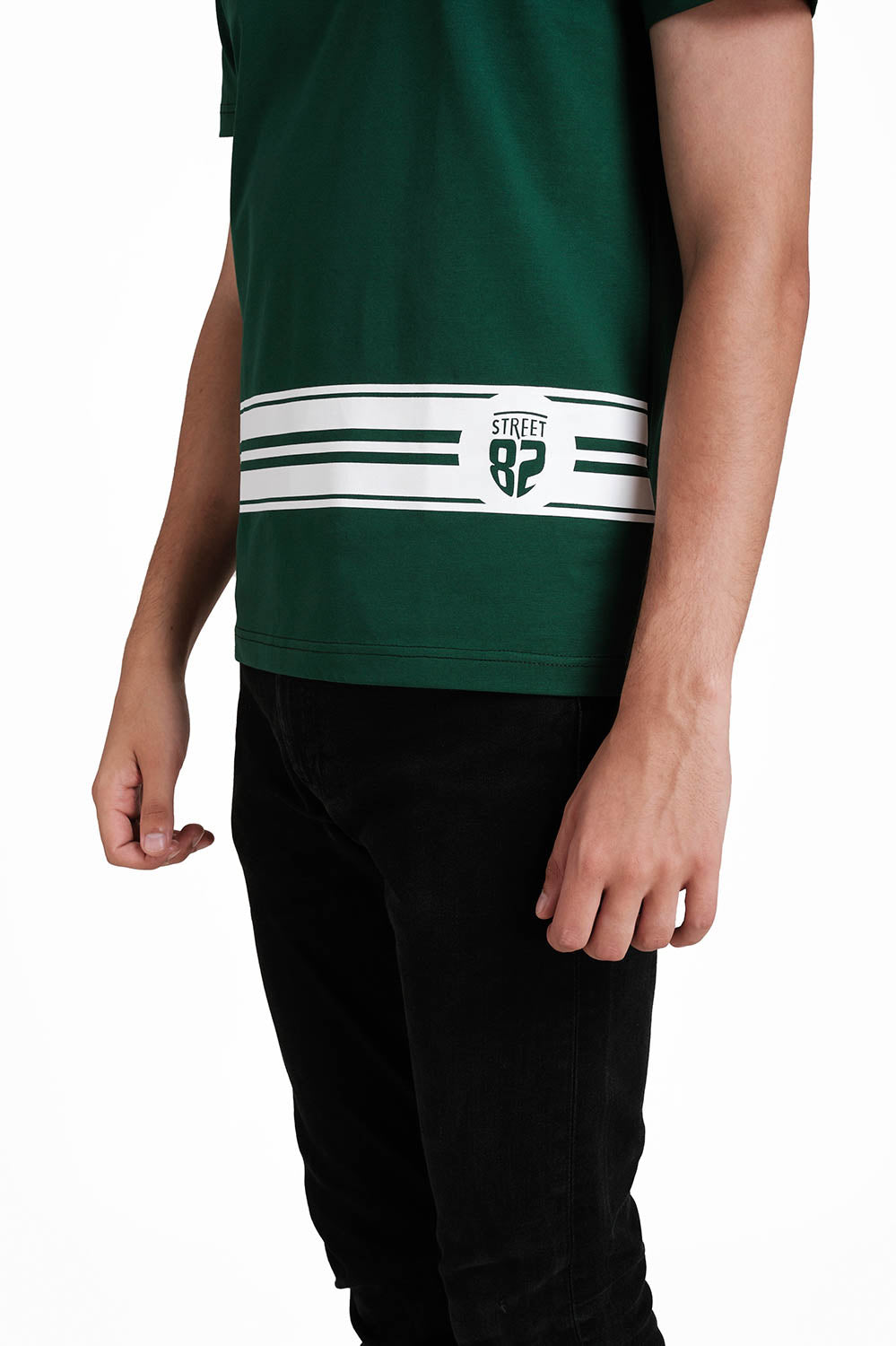 SOLID LYCRA JERSEY T-shirt, Front bottom Rubber Print.